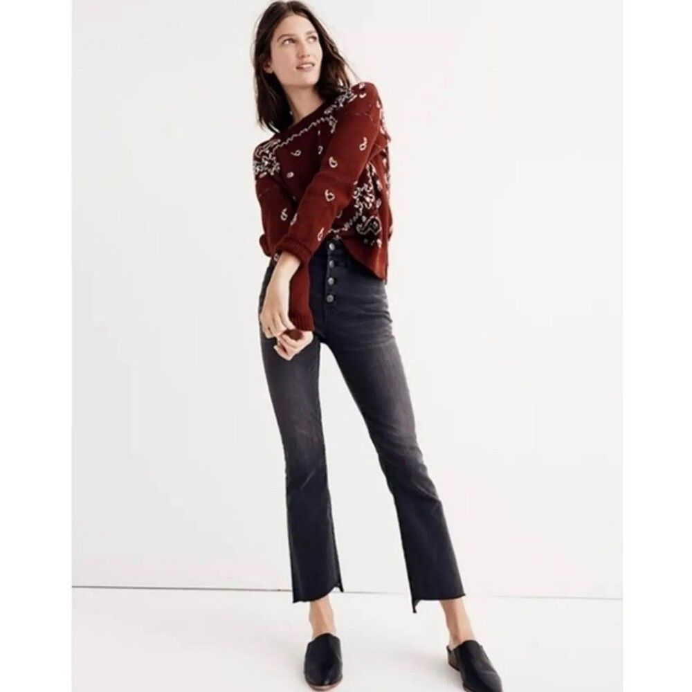 Madewell Women's Cali-Demi Black Washed Boot Cut Sz 24 Jeans